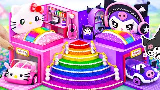 Build Hello Kitty House with Kuromi Room, 2 Bedrooms & Rainbow Stair from Clay ❤️ DIY Mini House