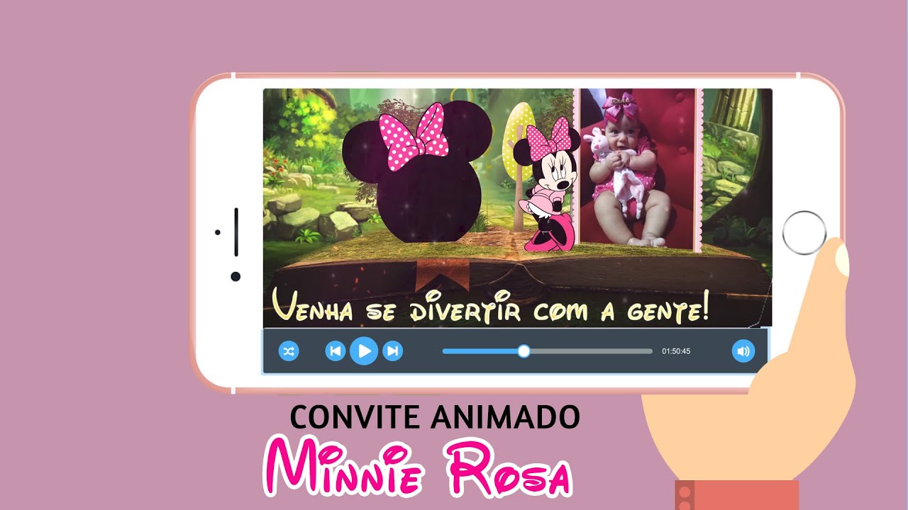 Vídeo de Convite Animado Minnie Rosa