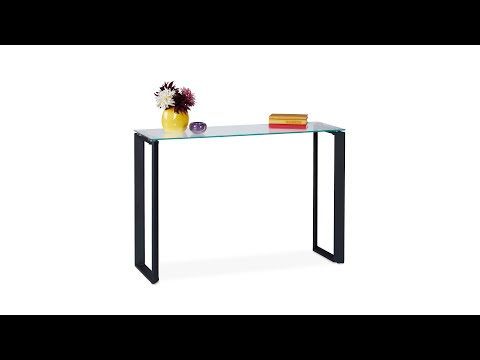 Table console avec plateau en verre Noir - Verre - Métal - 110 x 75 x 35 cm