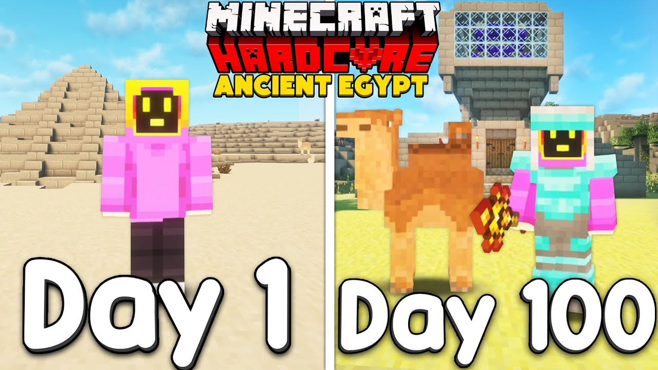 I Survived 100 Days Of Minecraft Hardcore In Ancient Egypt!