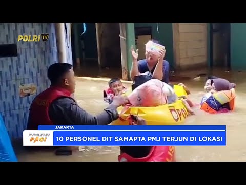 POLDA METRO JAYA EVAKUASI 254 WARGA KORBAN BANJIR KEBON PALA, JAKARTA TIMUR