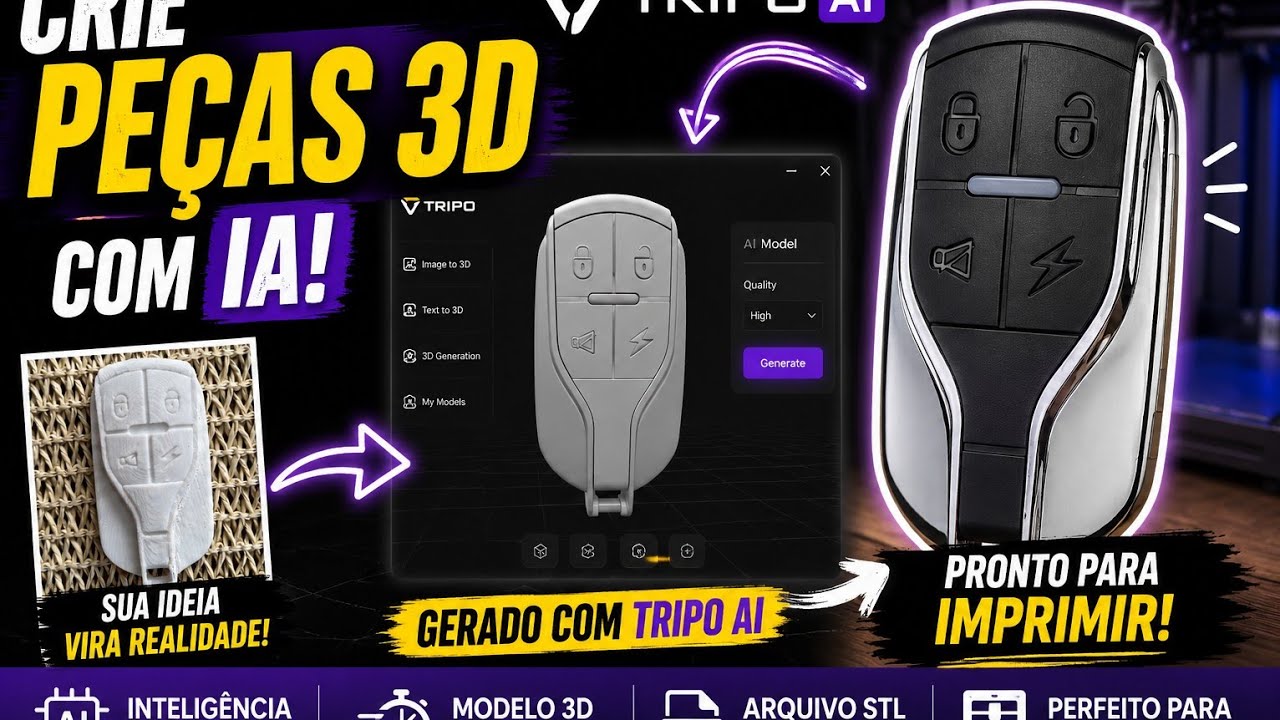 Vídeo do canal Rodrigo 3D: tutorial completo da Tripo AI para impressão 3D