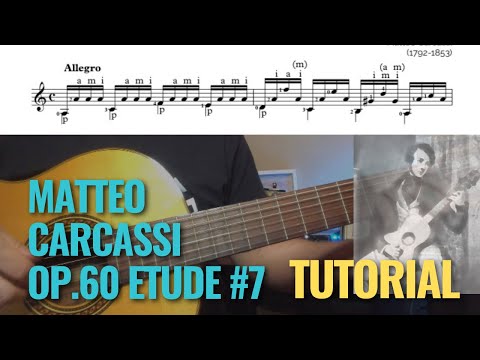 Carcassi - Etude No. 7 Op.60 - Full Tutorial with TABs