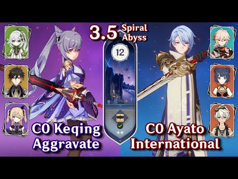 C0 Keqing Aggravate & C0 Ayato International | Spiral Abyss 3.4/3.5 Floor 12 9 Star | Genshin Impact