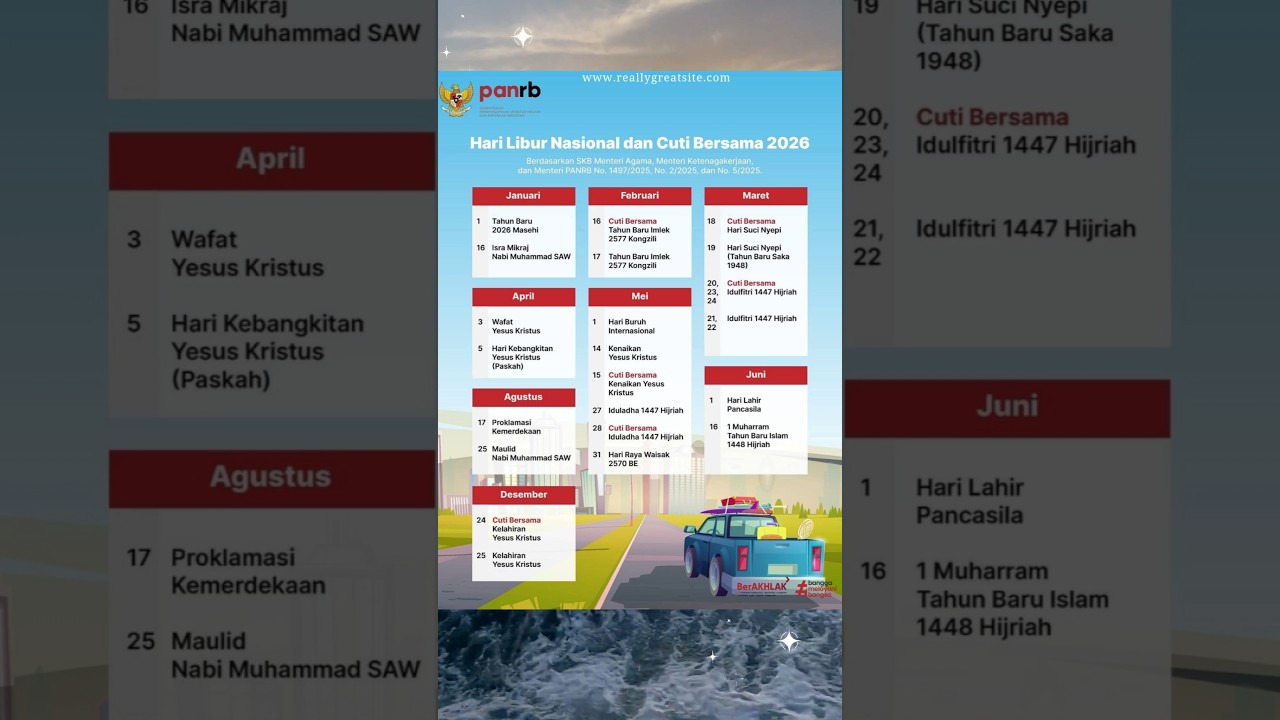 daftar hari libur nasional dan cuti bersama tahun 2026 #cutibersama #hariliburnasional2026
