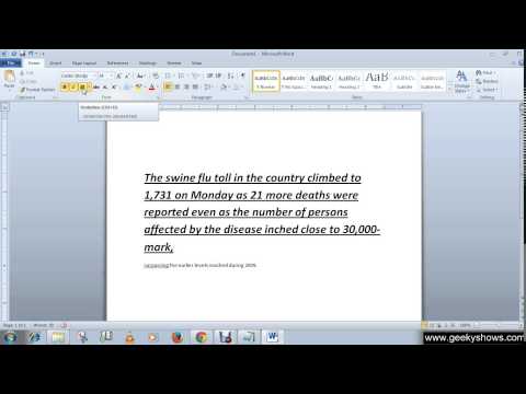 Microsoft Office Word 2010 Bold Italic and Underline Commands