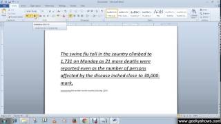 Microsoft Office Word 2010 Bold, Italic and Underline Commands