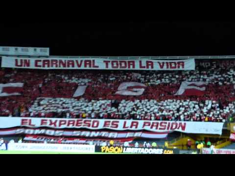 "Tifo de LA GUARDIA ALBI ROJA SUR" Barra: La Guardia Albi Roja Sur &bull; Club: Independiente Santa Fe