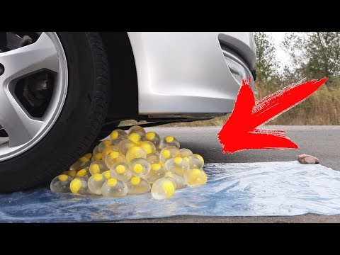 EXPERIMENT: CAR VS 100 EGG STRESS BALLS !!! Video