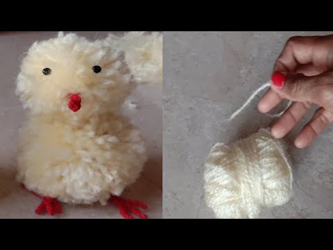 super easy Pom Pom chicken making idea with fingers | diy woolen chicken