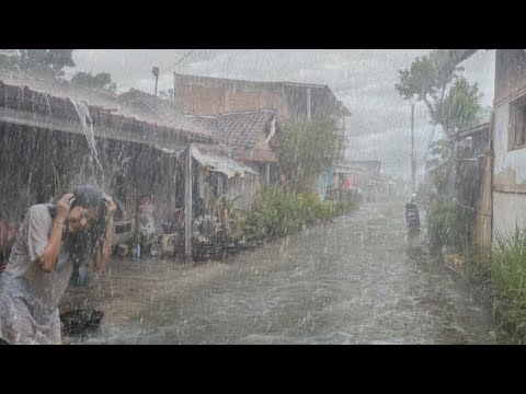 CRAZY RAIN! A VILLAGE PARADISE DESTROYED BY ASIA'S BIGGEST RAIN STORM AND WIND STORM ⛈️