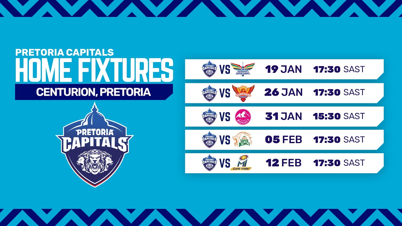 Pretoria Capitals Season 5 fixtures at Centurion 