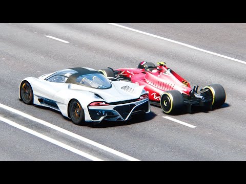 Ferrari F1 2022 NO WING vs SSC Tuatara - Drag Race 3 KM