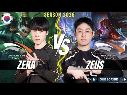 HLE Zeka vs HLE Zeus - Zeka NIDALEE vs Zeus AURORA Top - Patch 26.1 KR Ranked | lolrec
