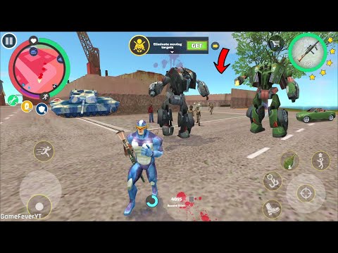 Rope Hero Vice Town (Rope Hero with RPG Rocket Launcher) Missile Destroy Army Tank - Gameplay HD