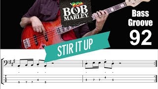 STIR IT UP (Bob Marley) How to Play Bass Groove Cover with Score & Tab Lesson