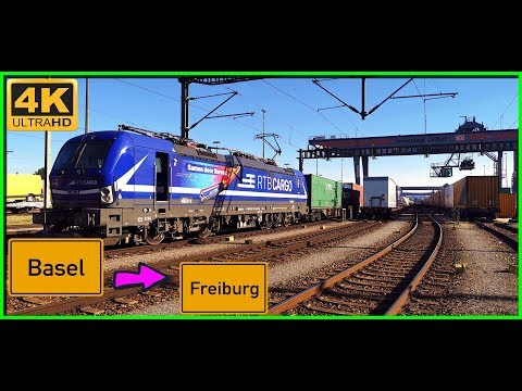 【4K】 Führerstandsmitfahrt   Cab Ride Basel  Bad  RBF nach Freiburg GBF über Rheintalbahn,Schliengen