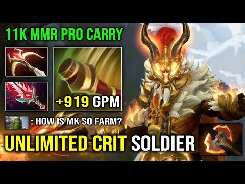 NEW 11K FARM GOD Monkey King Unlimited Crit Soldier 1st Item Battle Fury Insane 919 GPM Dota 2
