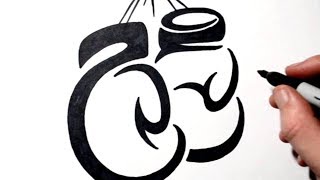 How to Draw Boxing Gloves - Simple Tribal Tattoo Design Style