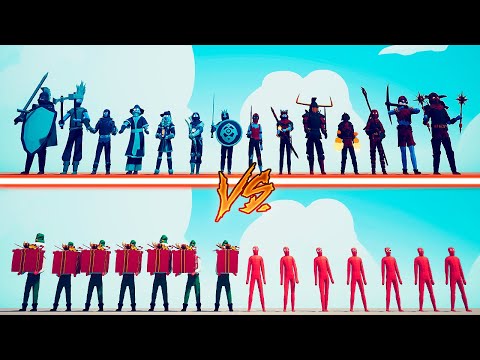 RANDOM WEAPON + PRESENT ELF TEAM vs ICE AND FIRE TEAM - Totally Accurate Battle Simulator | TABS