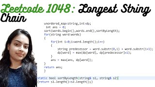 YouTube video 'Leetcode 1048. Longest String Chain'