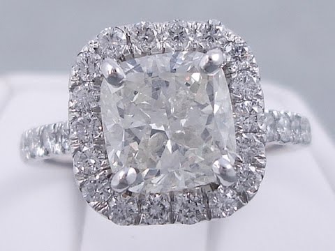 3.19 ctw Cushion Cut Diamond Engagement Ring - BigDiamondsUSA
