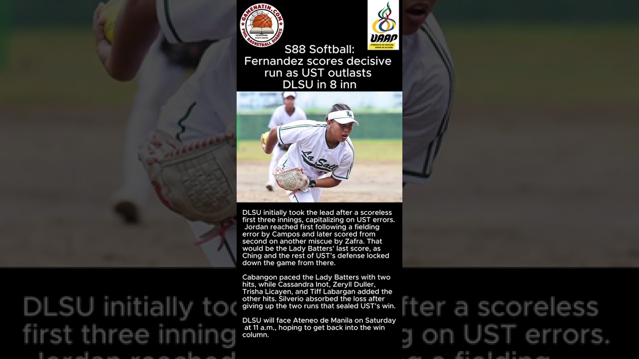 UAAP Women's Softball:  UST nips DLSU in extra inning