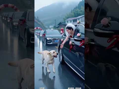陪我长大的狗，在我出嫁那天，舍不得我走，破防了😭 今天我出嫁了。从小陪我长大的小狗，安安静静守在婚车旁，抬头望着我。它不会说话，却把所有的不舍、牵挂和祝福，都藏在了眼神里。天帝不让狗狗讲话