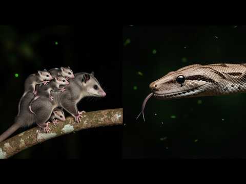 Relaxing Amazon Rainforest Walk at Dusk 🦎 Opossum Families, Crickets & Night Sounds | 4K Nature