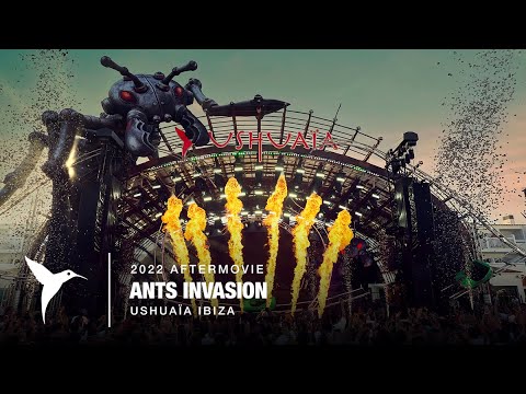 ANTS Invasion Ushuaïa Ibiza 2022 aftermovie thumbnail — crowd under dramatic lighting