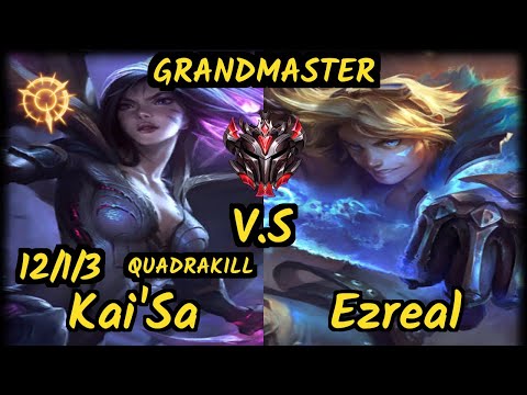 SPY Humanoid (KAI'SA) vs EZREAL - QUADRAKILL 12/1/3 KDA BOTTOM ADC GAMEPLAY - EUW GRANDMASTER