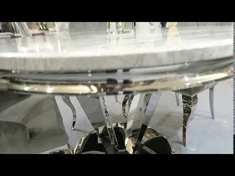 Arturo Grey Marble Stainless Steel Round Dining Table  1300 Video