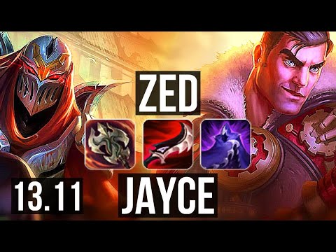 ZED vs JAYCE (MID) | 9/1/8, 1.5M mastery, Rank 8 Zed, 700+ games, Godlike | KR Challenger | 13.11