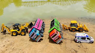 Bharat Benz Dumper Truck Accident l Pulling Out 5cx Jcb & Ambulance l Rescue Video
