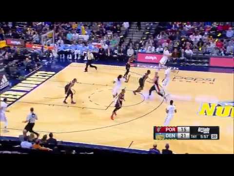 Jokic no look pass to Faried - Denver Nuggets vs. Portland Trail Blazers - NBA - 15/12/2016