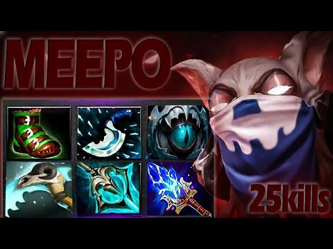 25 Kills Master Of Meepo !! Meepo Dota 2 Safe Lane New Meta Pro Gameplay Guide Build 7.39e