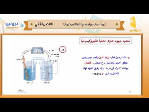 الثالث الثانوي| الفصل الدراسي الثاني 1438 | كيمياء| حساب فرق الجهد في الخلايا الكهروكيميائية