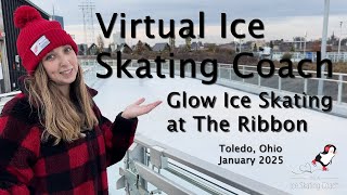 Glow ice skating at the Ribbon at Glass City Metroparks Riverwalk