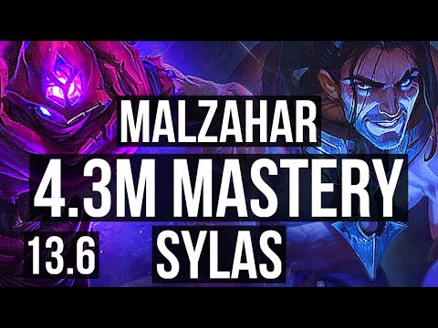 MALZAHAR vs SYLAS (MID) | 4.3M mastery, 2100+ games, 8/4/20 | KR Master | 13.6