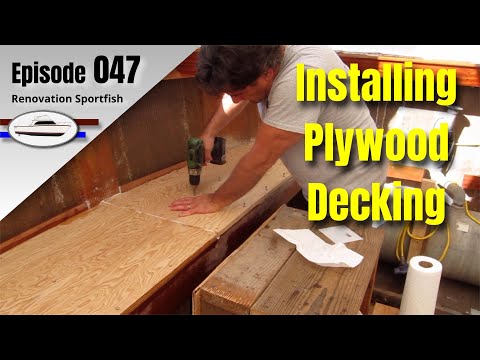 Installing plywood decking in the cockpit & fiberglassing it - Boat Restoration EP047 ( Sept 2019)