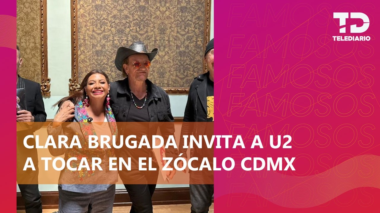 Clara Brugada invita a U2 a tocar en el Zócalo de CdMx; así fue el encuentro