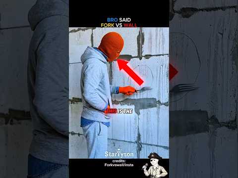 He Is Scratching Concrete Wall With A Fork 😲