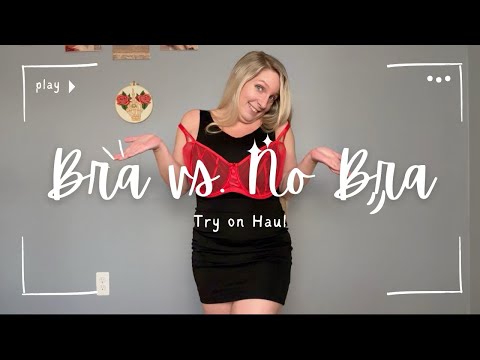 Try on, bra vs. no bra, stability jump test, backless dress