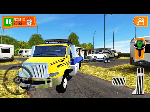Towing Truck Car Delivery Driving - Camper Van Beach Resort #9 - Android iOS Gameplay