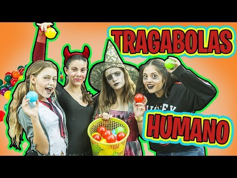 Juegos para HALLOWEEN con amigos Youtubers // Traga bolas humano ¡¡Muy loco!!