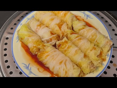 Chinese Cabbage rolls | steamed with minced pork