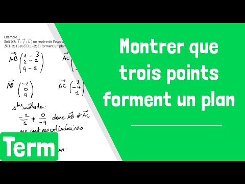 Comment montrer que trois points de l'espace forment un plan ?