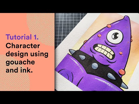 Character design using gouache and ink