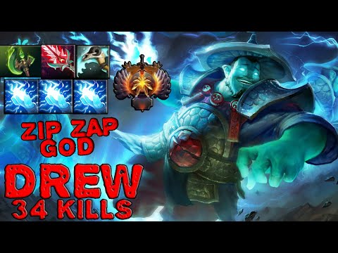 DREW ZIP ZAP GOD 34 Kills Storm Spirit Mid Pro Gameplay[Observe and Learn]