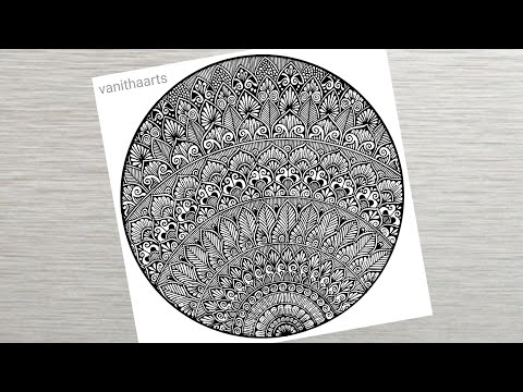 How to draw a Mandala Art for Beginners Step by Step Tutorial Easy Mandala Drawing vanithaarts